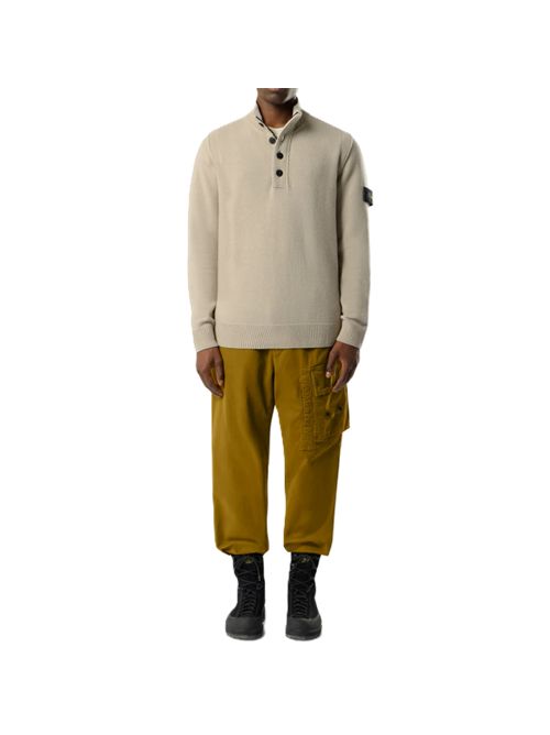Maglione vestibilità regular con zip corta e finta con bottoni Stone Island | L2S15 5100040 S00A3V0095 SAND
